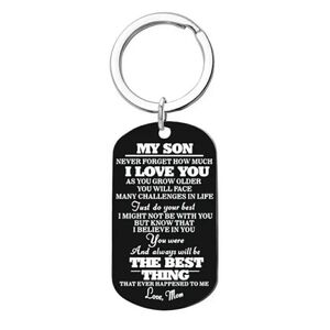 NEW To My Son Love Mom Stainless Steel Black Keychain Key Ring